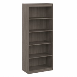 Bestar Logan 72"H 5-Shelf Bookcase, Silver Maple