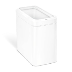 simplehuman Slim Open Top Mini Trash Can, 6.6 Gallons, 15.2"H x 8.7"W x 16.7"D, Rectangular, White Steel