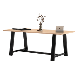 KFI Studios Midtown Standard Height Laminate Conference Table, 30"H x 84"W x 42"D, Maple/Black
