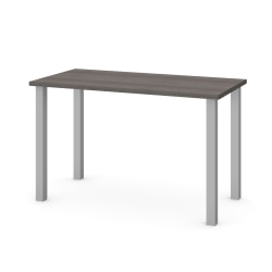 Bestar Universal 48"W Table Computer Desk With Square Metal Legs, Bark Gray