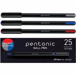 Pentonic Ballpoint Pen Set - 0.7 mm Pen Point - Assorted Ink - Nickel Silver Tip - 25 / Box