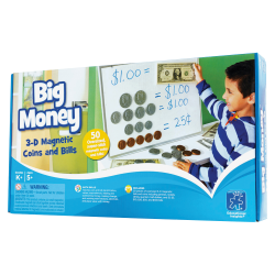 Educational Insights® Big Money™ Magnetic Coins And Bills, 16"H x 9"W x 2 1/2"D, Kindergarten - Grade 5, Pack Of 50