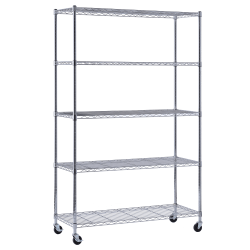 Edsal Muscle Rack™ Adjustable Mobile Wire Shelving, 5-Tier, 75"H x 48"W x 18"D, Chrome
