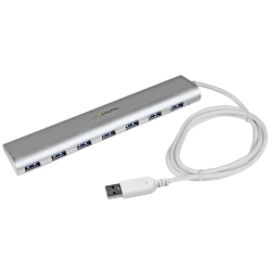 StarTech.com 7 Port Compact USB 3.0 Hub with Built-in Cable - Aluminum USB Hub - Silver - Add seven USB 3.0 (5Gbps) ports to your MacBook using this silver Apple style hub - 7 Port Compact USB 3.0 Hub with Built-in Cable - Aluminum USB Hub