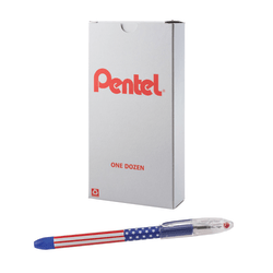 Pentel R.S.V.P. Stars/Stripes Edition Ballpoint Pen - 0.7 mm Pen Point Size - Refillable - Black - 1 Dozen