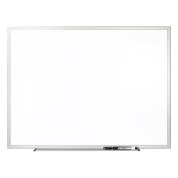 Office Depot® Brand Non-Magnetic Melamine Dry-Erase Whiteboard With Marker, 48" x 72", Aluminum Frame With Silver Finish