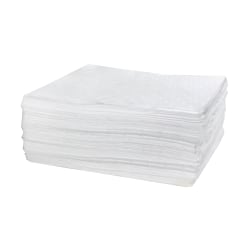 Hospeco TaskBrand® Oil Only Sorbent Pads, 15" x 18", White, Light Duty, Melt Blown, Bale Of 100 Pads