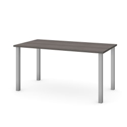 Bestar Universal 60"W Table Computer Desk With Square Metal Legs, Bark Gray