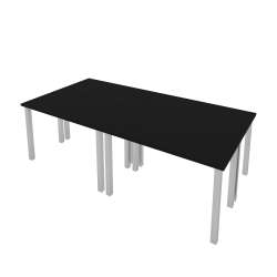 Bestar Universal 48"W Table Computer Desks With Square Metal Legs, Black, Set Of 4 Computer Desks