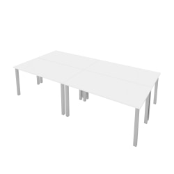 Bestar Universal 60"W Table Computer Desks With Square Metal Legs, White, Set Of 4 Computer Desks