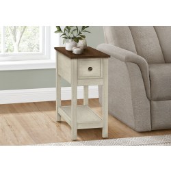 Monarch Specialties Mae Rectangular Accent Table, 24-1/4"H x 11-3/4"W x 21-3/4"D, Antique White/Brown