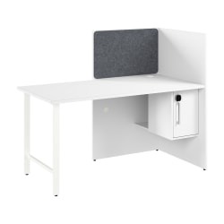 Bush Business Furniture Hustle 60-inch Cubicle Desk for Office with Locking Storage Cabinet, White, Standard Delivers