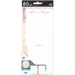 Happy Planner Skinny Classic Half Sheet Filler Paper, 60 Sheets, 4-1/8" x 9-1/4", Notes And Things