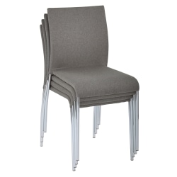 Ave Six Conway Fabric Seat, Fabric Back Stacking Chair, 17 1/2" Seat Width, Smoke Seat/Silver Frame, Quantity: 1