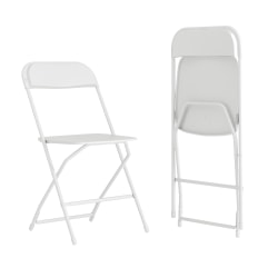 Flash Furniture Hercules Plastic Folding Chairs With 650-lb Capacity, White, Set Of 2 Chairs