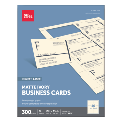 Office Depot® Brand Matte Business Cards, 2" x 3 1/2", Ivory, Pack Of 300