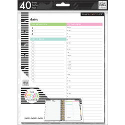 Happy Planner Classic Filler Paper, 40 Sheets, 7" x 9-1/4", Daily
