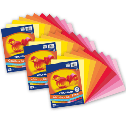 Tru-Ray Construction Paper, Heavyweight, 9" x 12", Warm Assorted, 150 Sheets Per Pack, Set Of 3 Packs