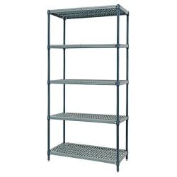 Quantum Proform Wire Shelving Unit, 5 Shelf, 74"H x 48"W x 18"D, Green
