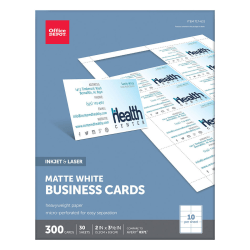 Office Depot® Brand Matte Business Cards, 2" x 3 1/2", White, Pack Of 300