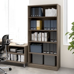 WorkPro® Motiva Tall 71"H 5-Shelf Bookcase, Modern Hickory, Standard Delivery