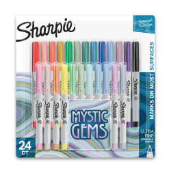 Sharpie® Glam Pop Permanent Markers, Ultra-Fine Point, Assorted Colors, Pack Of 24 Markers