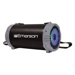 Emerson EAS-3001-BLUE Boomer Impulse Flash Portable Bluetooth Speaker With LED Lighting And Carrying Strap, 5"H x 4-1/2"W x 9-3/4"D, Gray