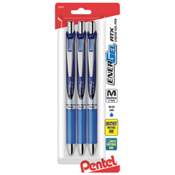 Pentel® Energel® Deluxe RTX Gel Pens, Medium Point, 0.7 mm, Assorted Barrels, Blue Ink, Pack Of 3
