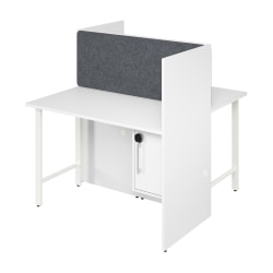 Bush Business Furniture Hustle 48-inch 2 Person Office Cubicles with Locking Storage and Large Tackboards, White, Standard Delivers