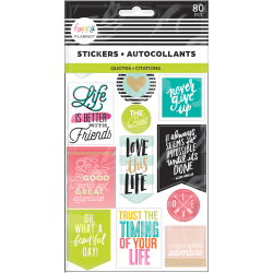 Happy Planner Stickers, 9-1/8" x 4-13/16", Life Quotes, Pack Of 5 Sticker Sheets