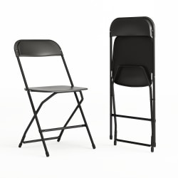 Flash Furniture Hercules Plastic Folding Chairs With 650-lb Capacity, Black, Set Of 2 Chairs