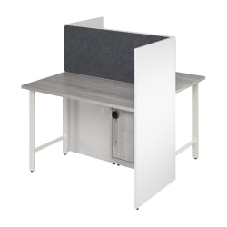 Bush Business Furniture Hustle 48-inch 2 Person Office Cubicles with Locking Storage and Large Tackboards, White/Platinum Gray, Standard Delivers