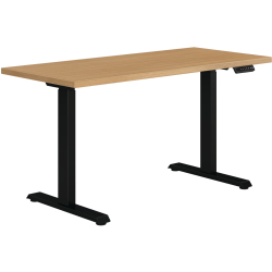 HON® Coze Worksurface With Coordinate Height-Adjustable Base, 54"W, Natural Recon/Black