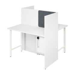 Bush Business Furniture Hustle 48-inch 2 Person Office Cubicles with Locking Storage Cabinet, White, Standard Delivers