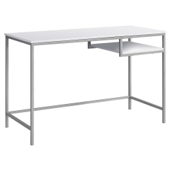 Monarch Specialties Computer Desk With Hanging Shelf, White/Silver