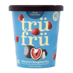 Tru Fru Nature's Raspberries Frozen Fresh In White & Dark Chocolate, 5 Oz, Pack Of 8 Cartons
