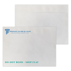 Custom 2-Color, Zip Stick® DuPont™ Tyvek® White Mailing Envelopes, 10" x 13", Open Side, Box of 500