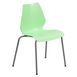 Flash Furniture HERCULES Series 770 lb. Capacity Stack Chair with Lumbar Support and Silver Frame, Green