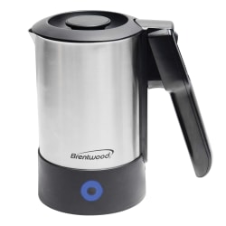 Brentwood 1000W 20 Oz Dual-Voltage Stainless-Steel Electric Travel Kettle With Automatic Shutoff, Silver