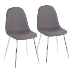 LumiSource Pebble Fabric Chairs, Charcoal/Chrome, Set Of 2 Chairs