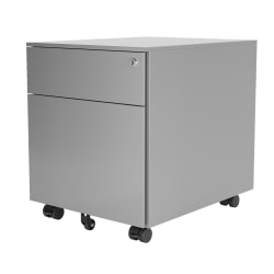 Fellowes® MP™ Series 20"D Vertical 2-Drawer Mobile Storage Pedestal File Cabinet, Silver