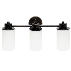 Lalia Home Essentix 3-Light Wall Mounted Vanity Light Fixture, 6-1/2"W, Opaque White/Oil Rubbed Bronze