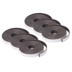 Dowling Magnets Adhesive Magnet Strip, 1/2" x 10', Black, Pack Of 6 Rolls