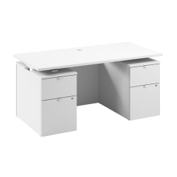 Stratus 60W x 30D Electric Standing Desk with Drawers and Modesty Panel, White, Standard Delivery