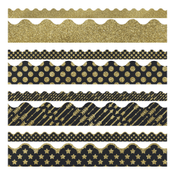 Carson-Dellosa Sparkle And Shine Scalloped Border Set, 36" x 3", Gold, Pack Of 52 Strips