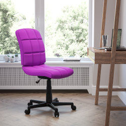 Flash Furniture Quilted Vinyl Mid-Back Swivel Task Chair, Purple/Black