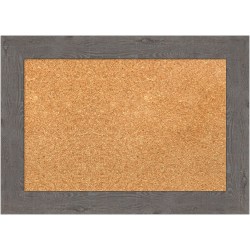 Amanti Art Non-Magnetic Cork Bulletin Board, 21" x 15", Natural, Rustic Plank Gray Narrow Plastic Frame