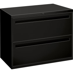 HON® Brigade® 700 36"W Lateral 2-Drawer File Cabinet, Metal, Black
