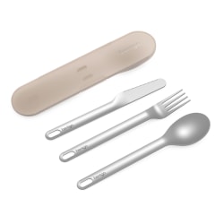 Bentgo Stainless Steel Portable Utensil Set, Silver/Sand