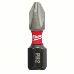 Milwaukee Shockwave Insert Bits, #2, 1", Gray, Pack Of 24 Bits